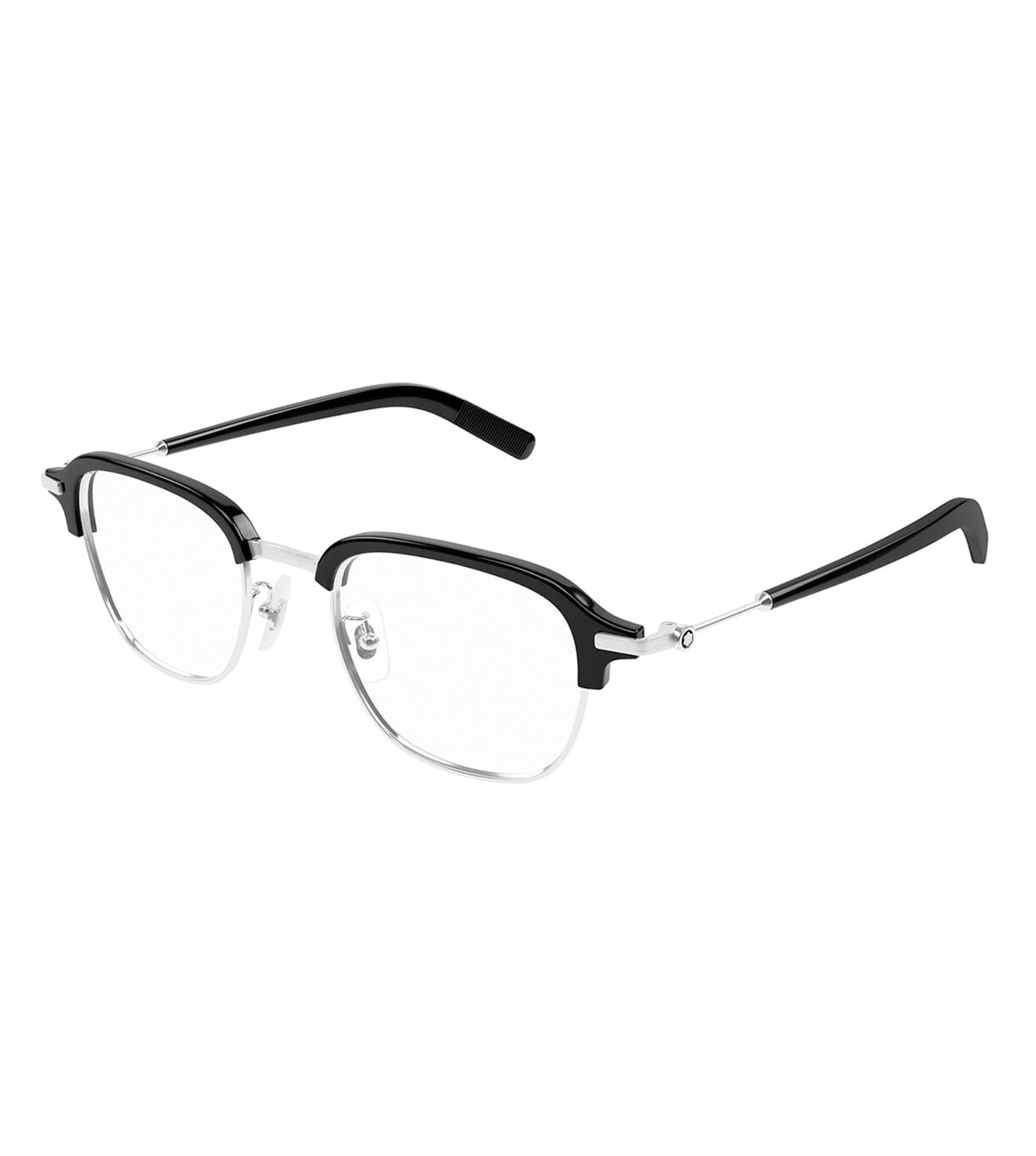Montblanc Men's Black & Silver Square Optical Frame