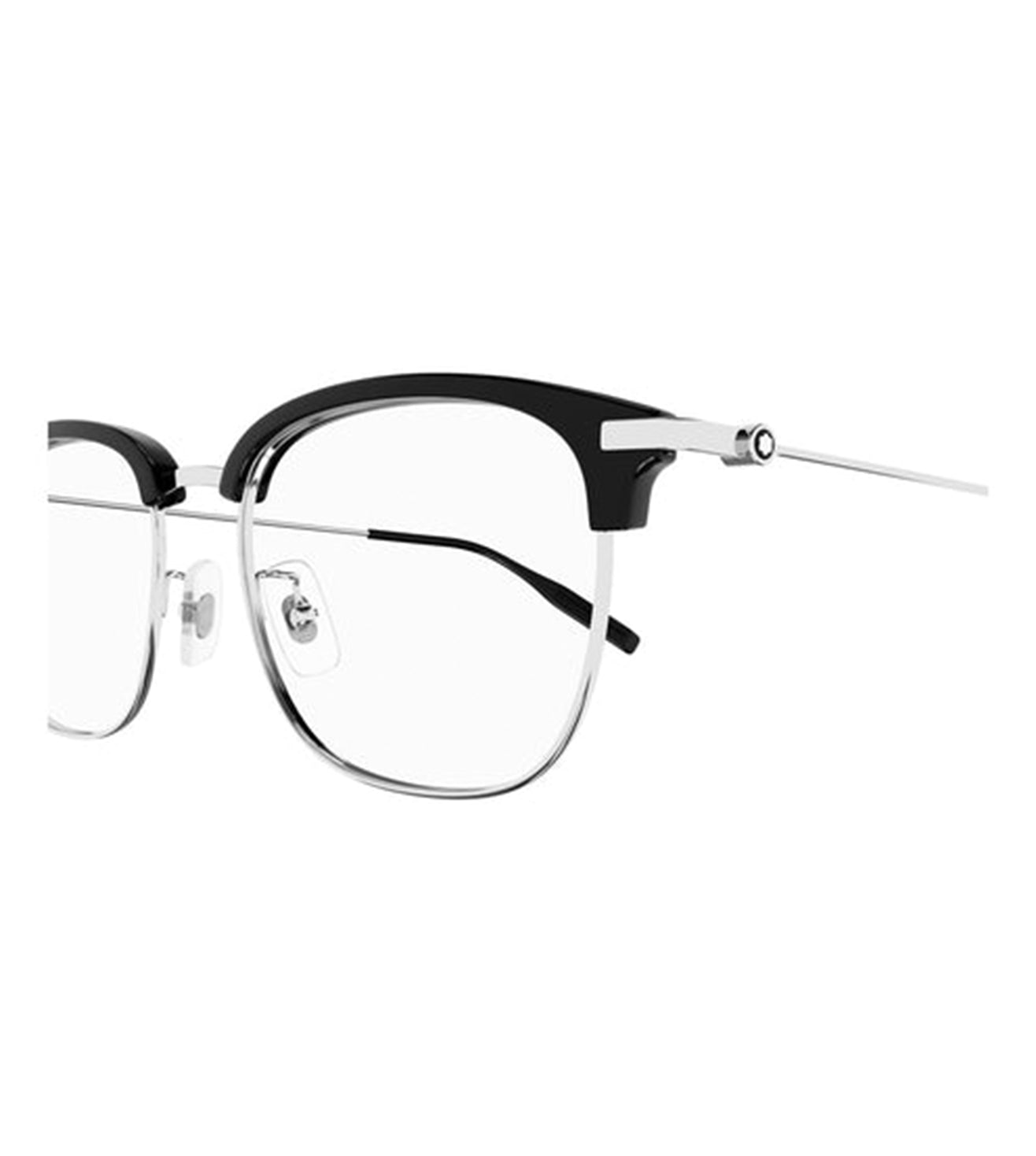 Montblanc Men's Black & Silver Square Optical Frame