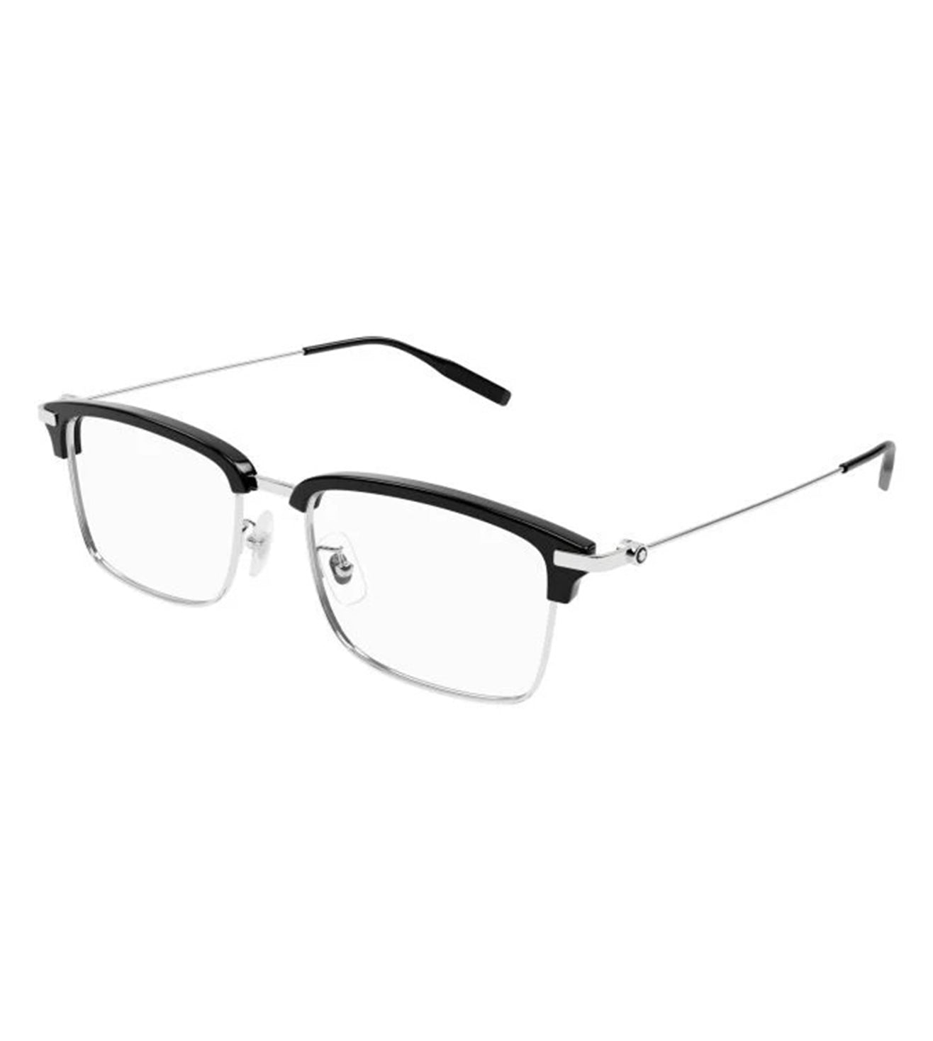 Montblanc Men's Black & Silver Square Optical Frame