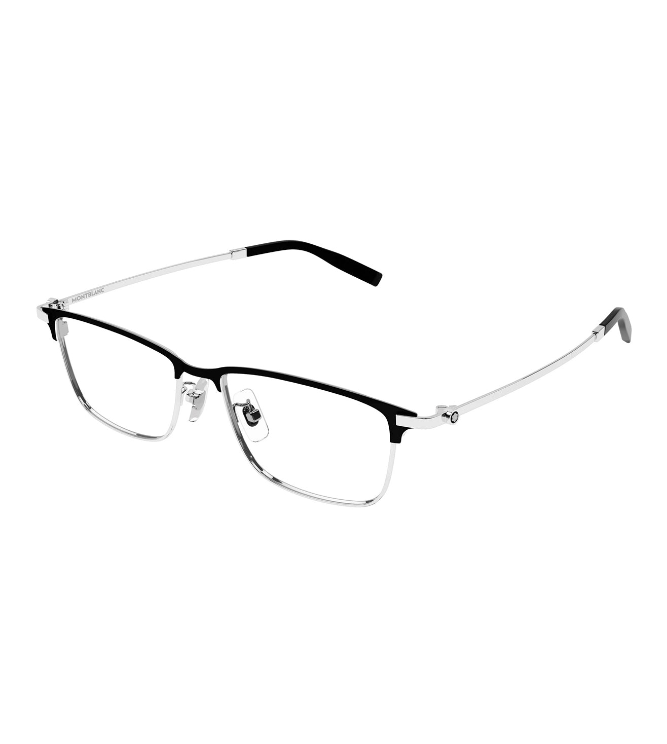 Montblanc Men's Black & Silver Rectangular Optical Frame