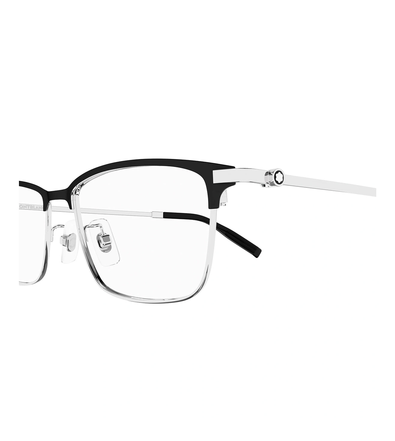 Montblanc Men's Black & Silver Rectangular Optical Frame