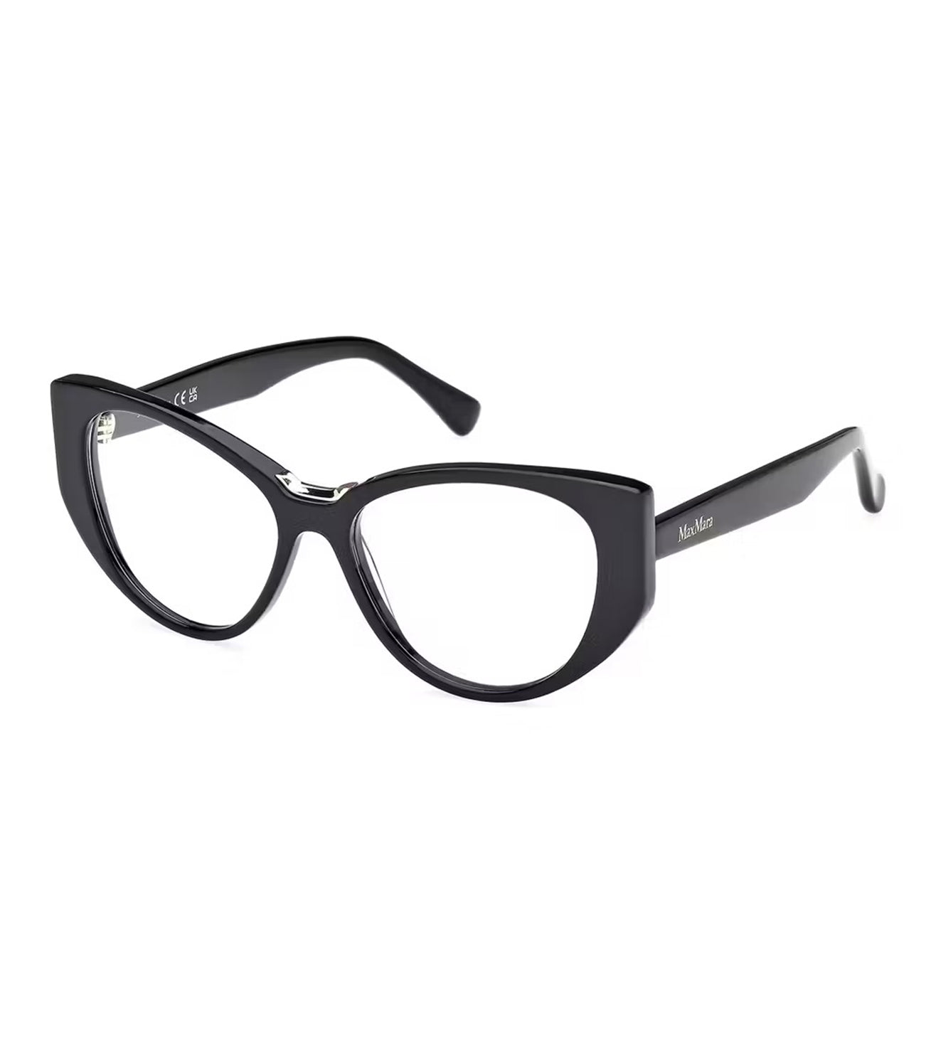 Maxmara Women's Glossy Black Cat-Eye Optical Frame