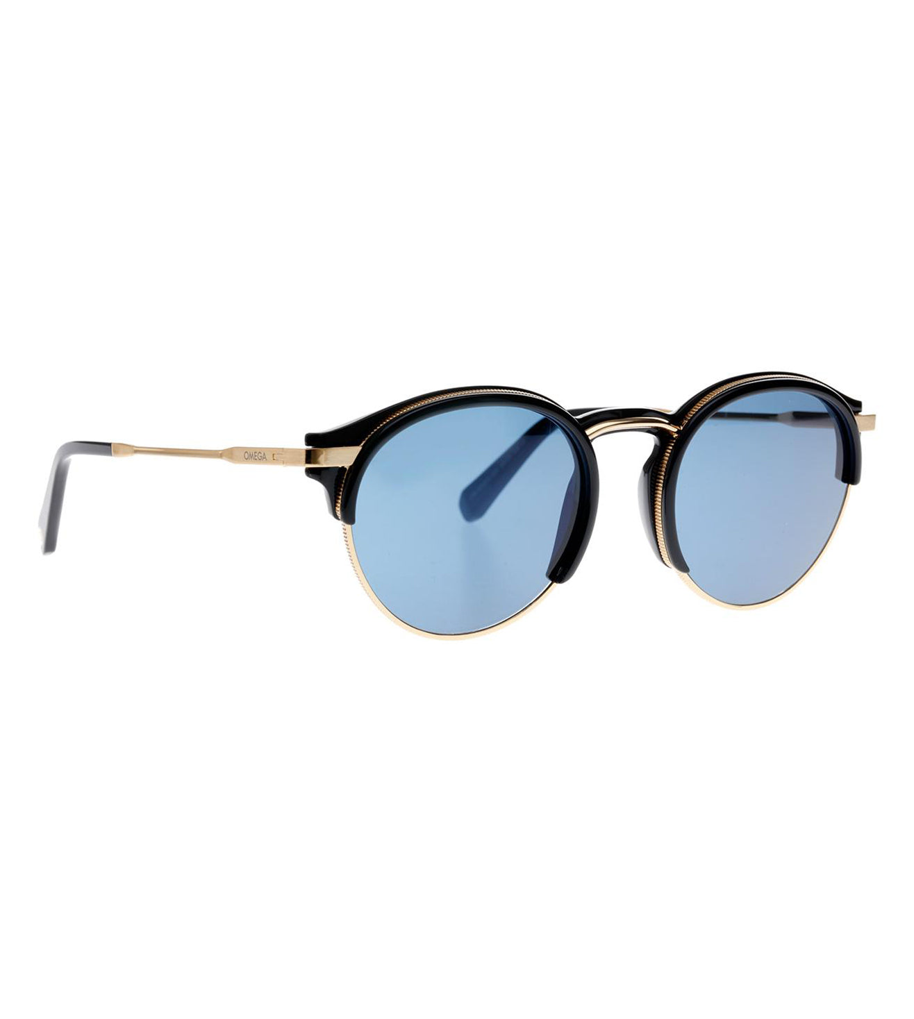 Omega Men's Blue Round Sunglasses