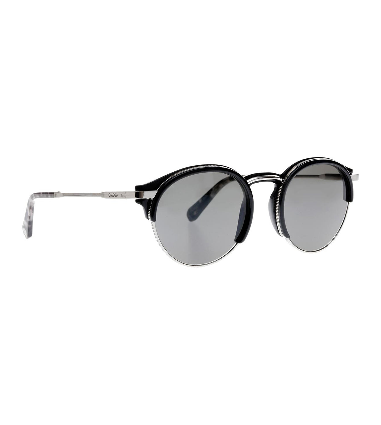 Omega Men's Smoke Round Sunglasses