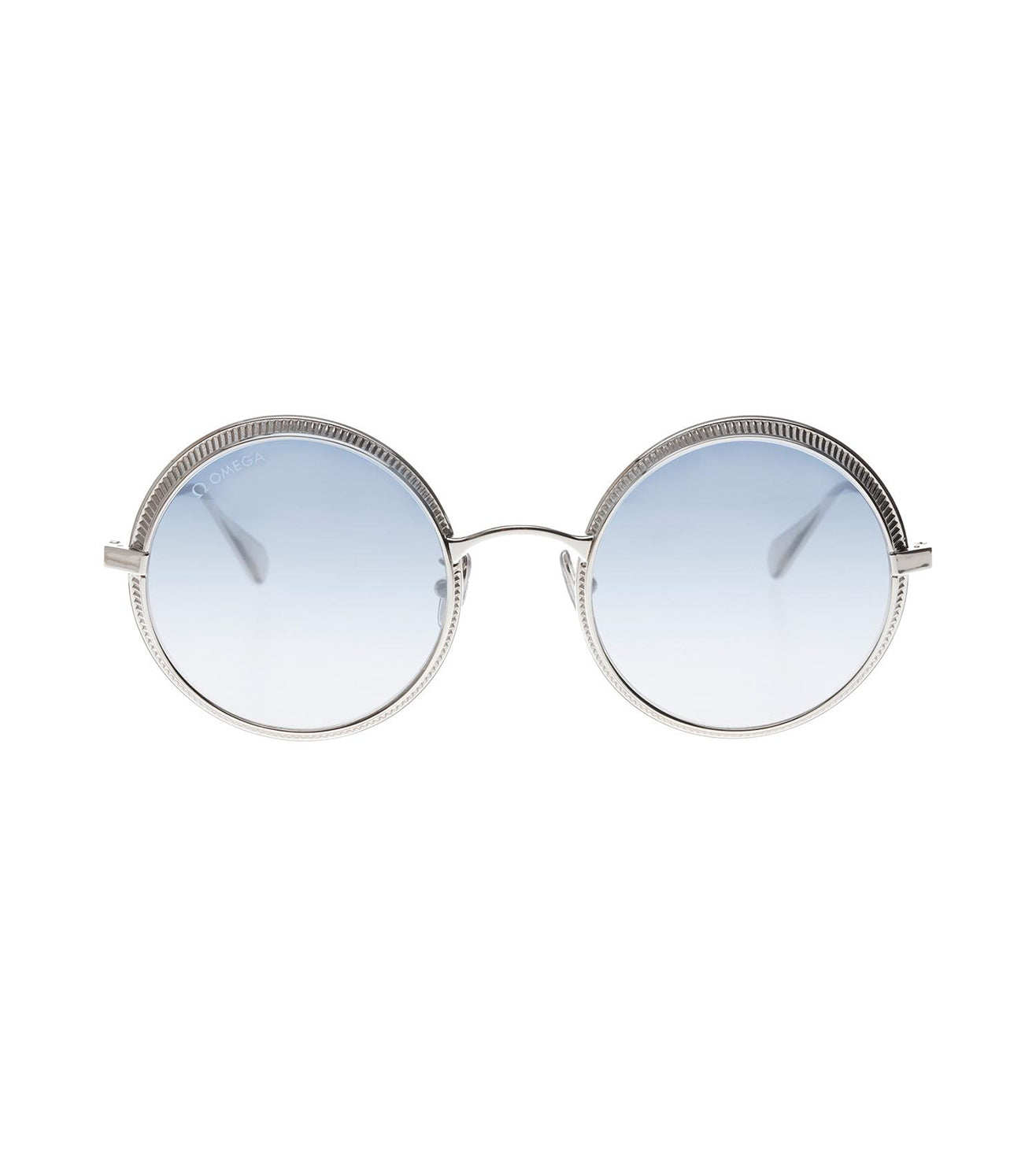 Omega Men's Blue-mirror Round Sunglasses