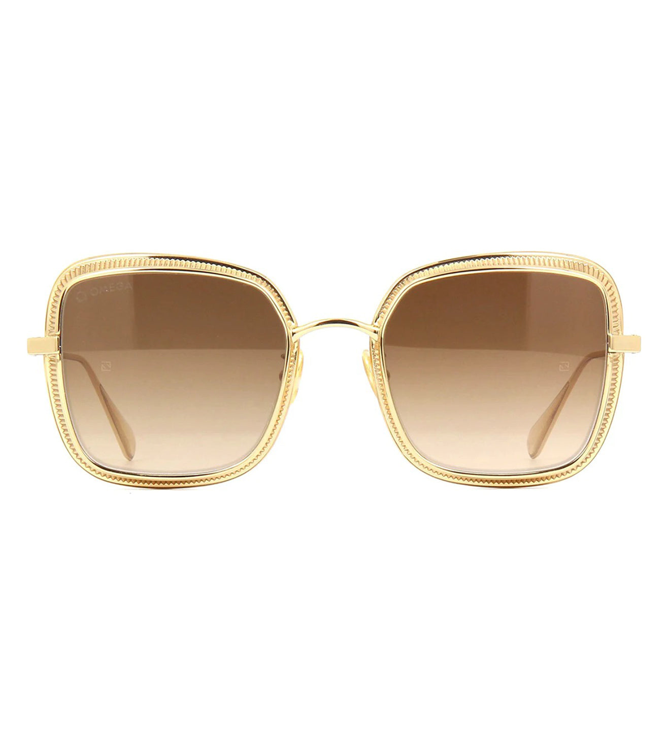 Omega Women's Brown-mirror Square Sunglasses