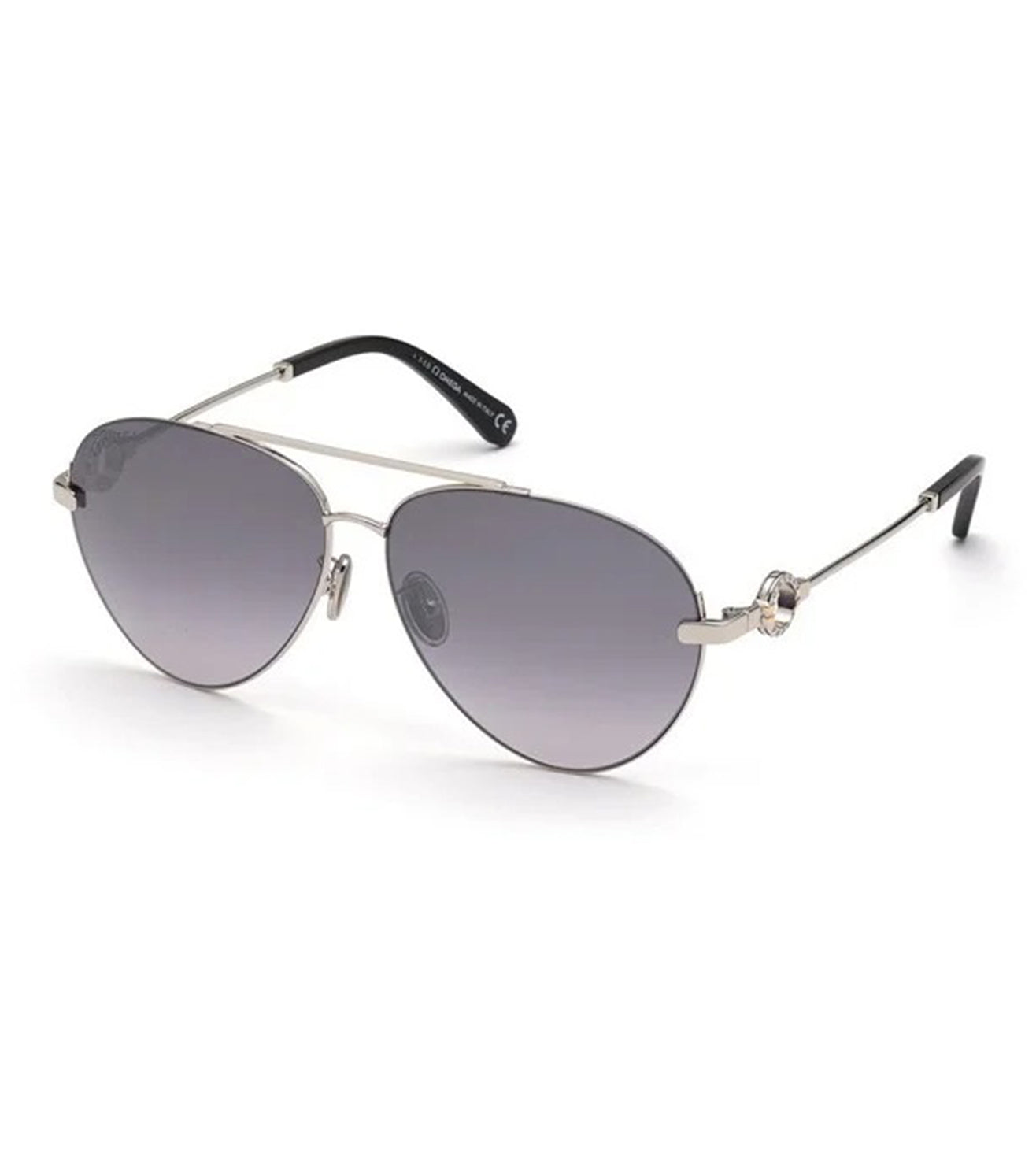 Omega Women's Gradient Blue/Silver-mirror Aviator Sunglasses