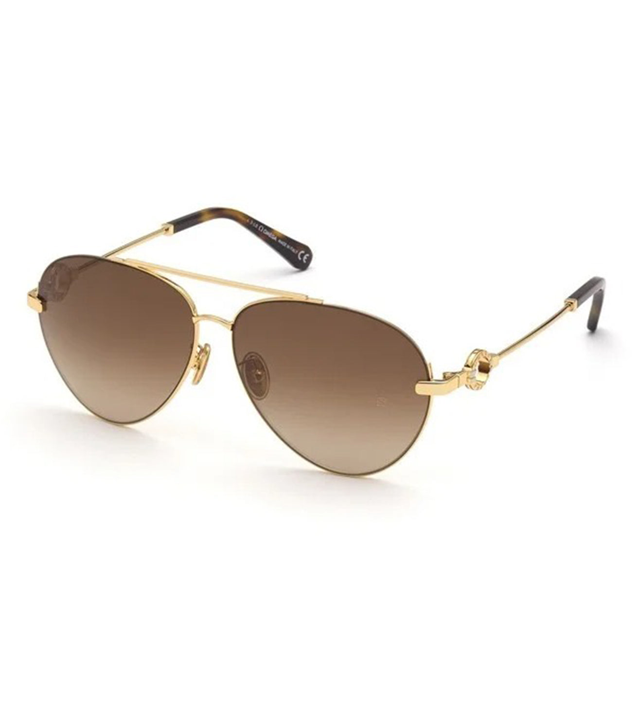 Omega Women's Brown-mirror Aviator Sunglasses