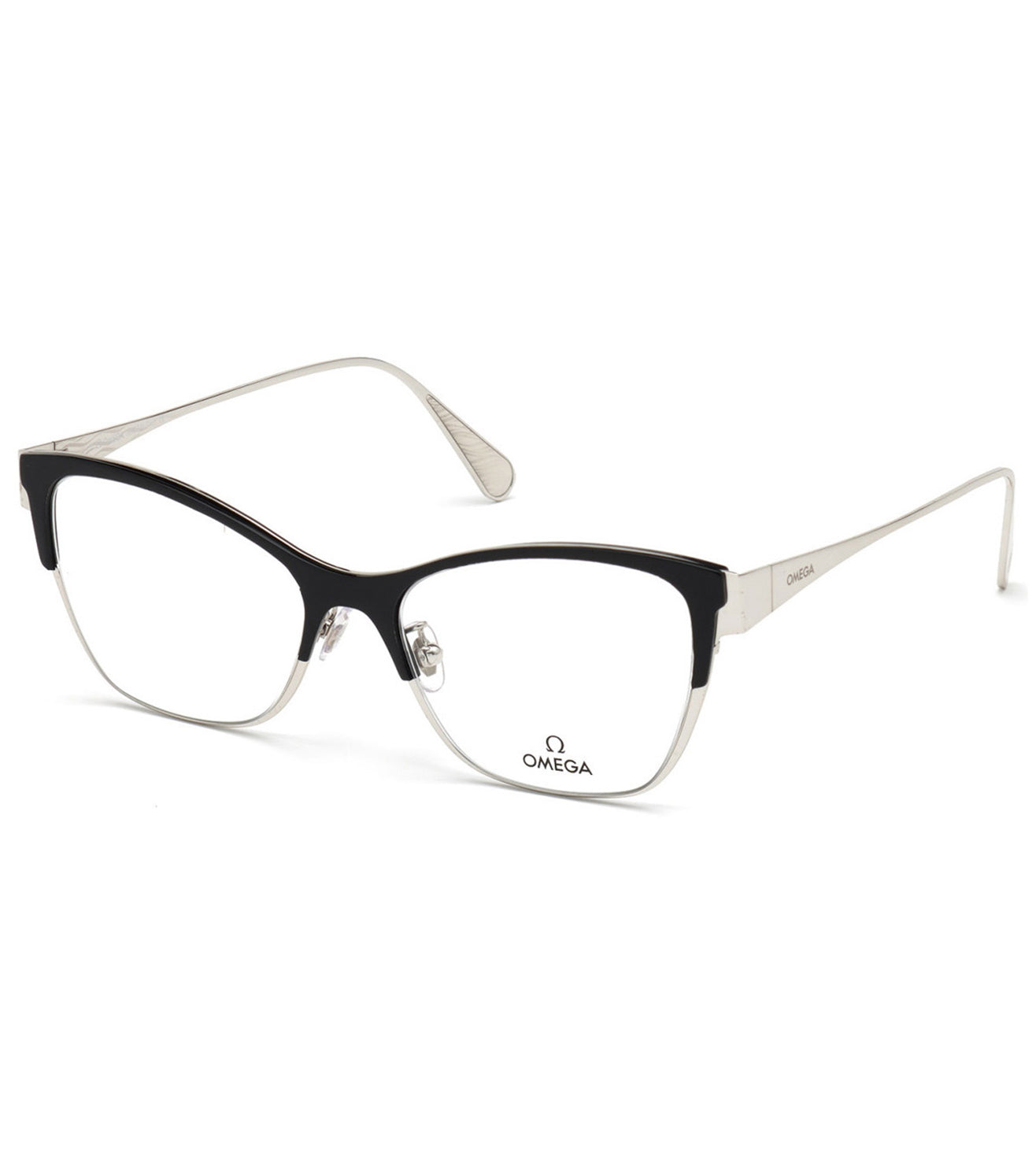 Omega Rimless Frame Omega Women's Shiny Black Square Optical Frame