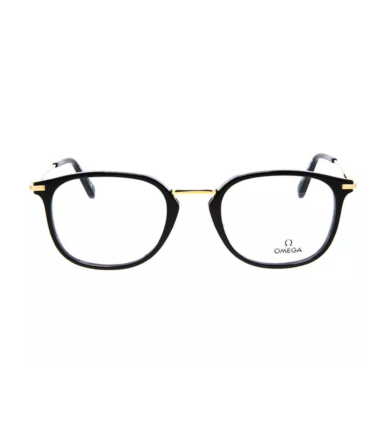 Omega Men's Black Round Optical Frame