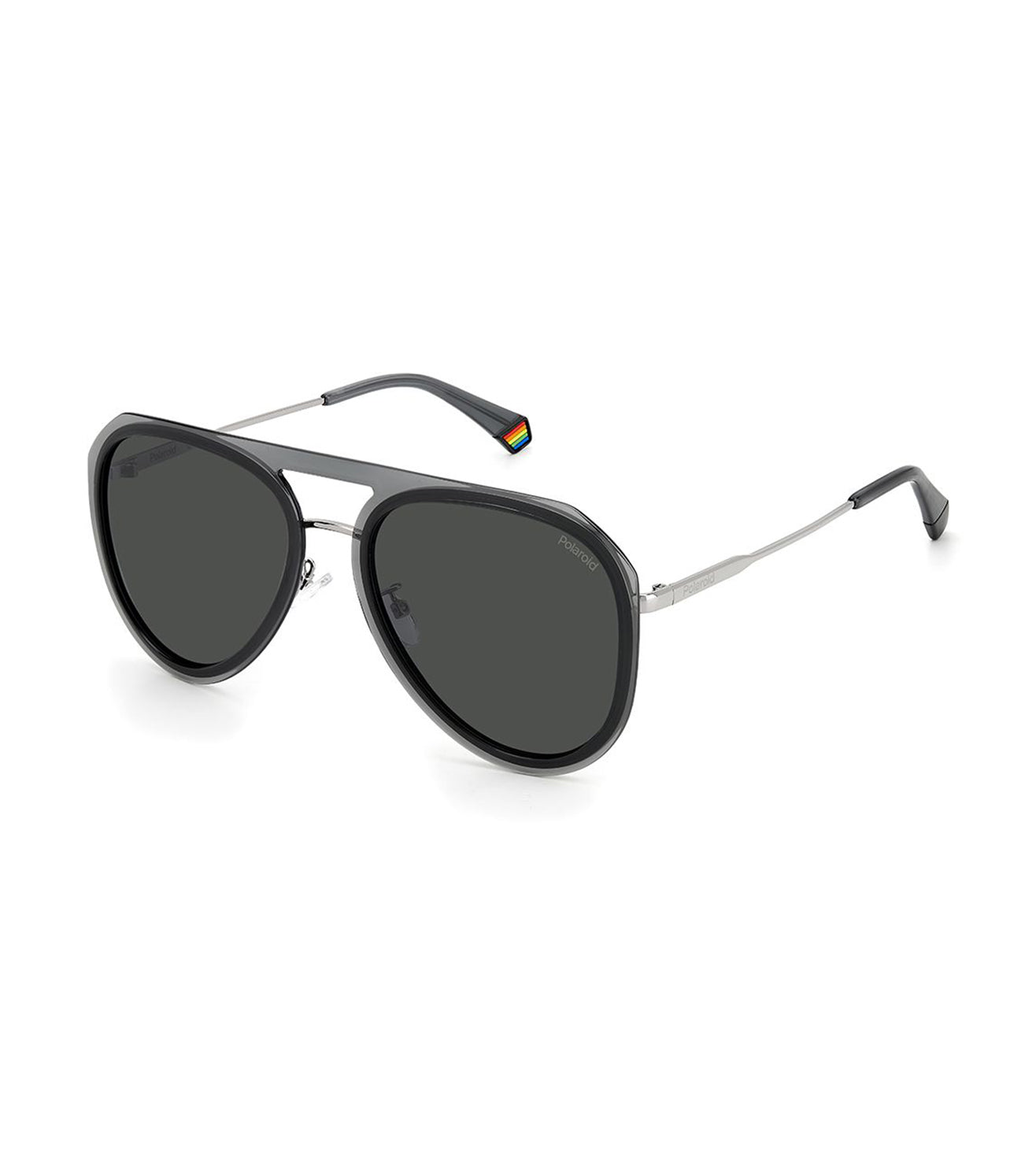 Polaroid Men's Grey Polarized Aviator Sunglasses