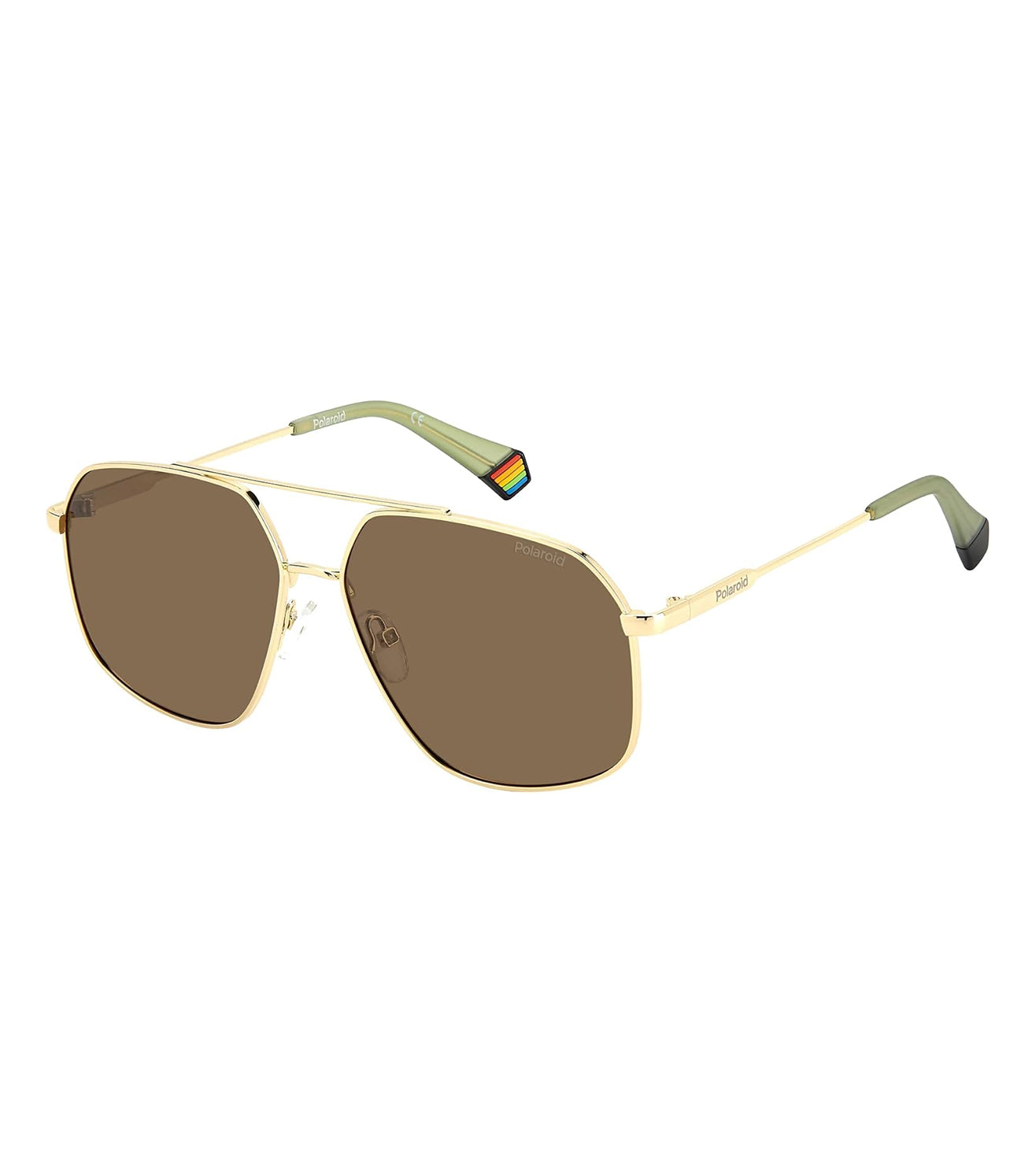 Polaroid Unisex Bronze Polarized Geometric Sunglasses