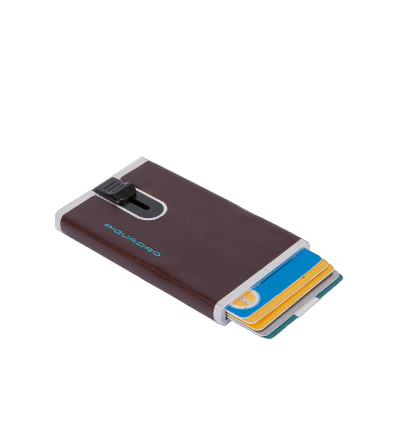 Piquadro Blue Square Unisex Mahogany Card Holder