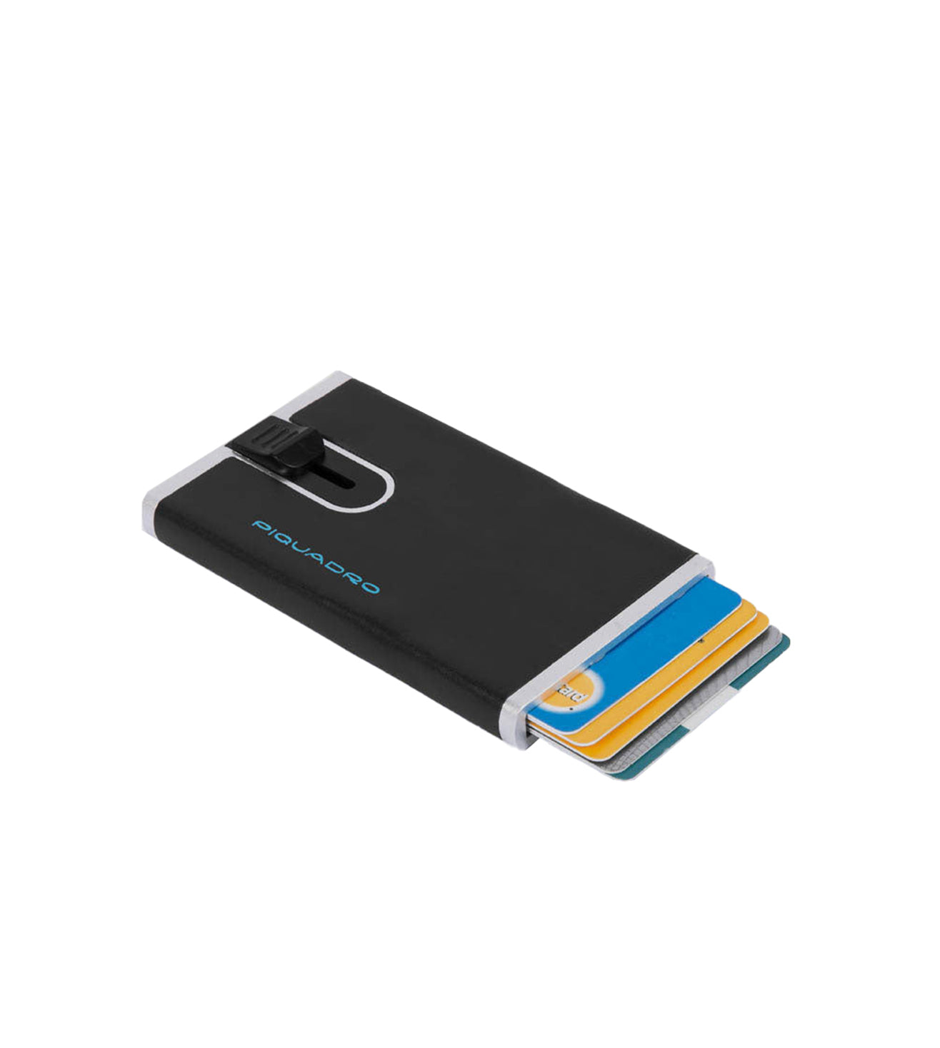 Piquadro Blue Square Unisex Black Card Holder