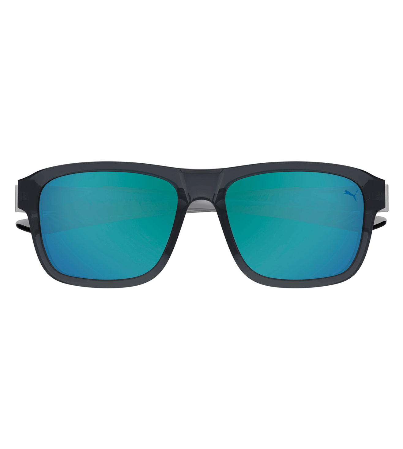 Puma Men's Blue Mirrored Polarized Rectangular Sunglasses