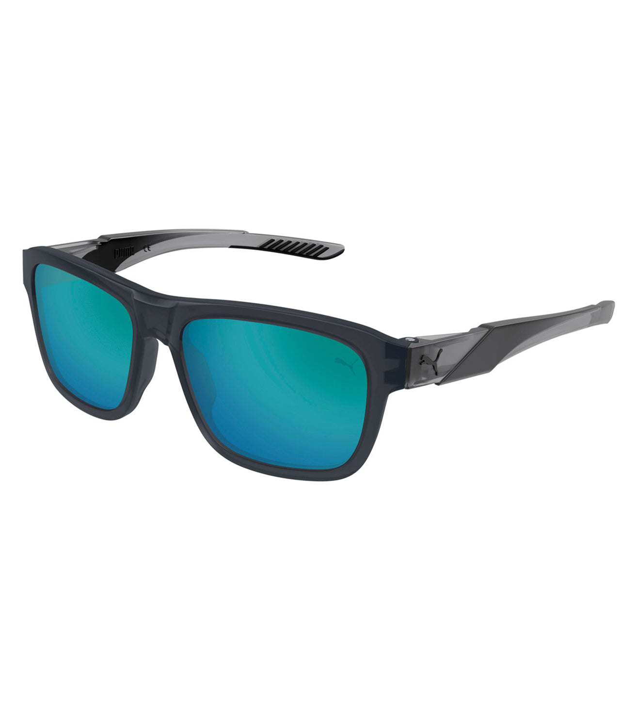 Puma Men's Blue Mirrored Polarized Rectangular Sunglasses