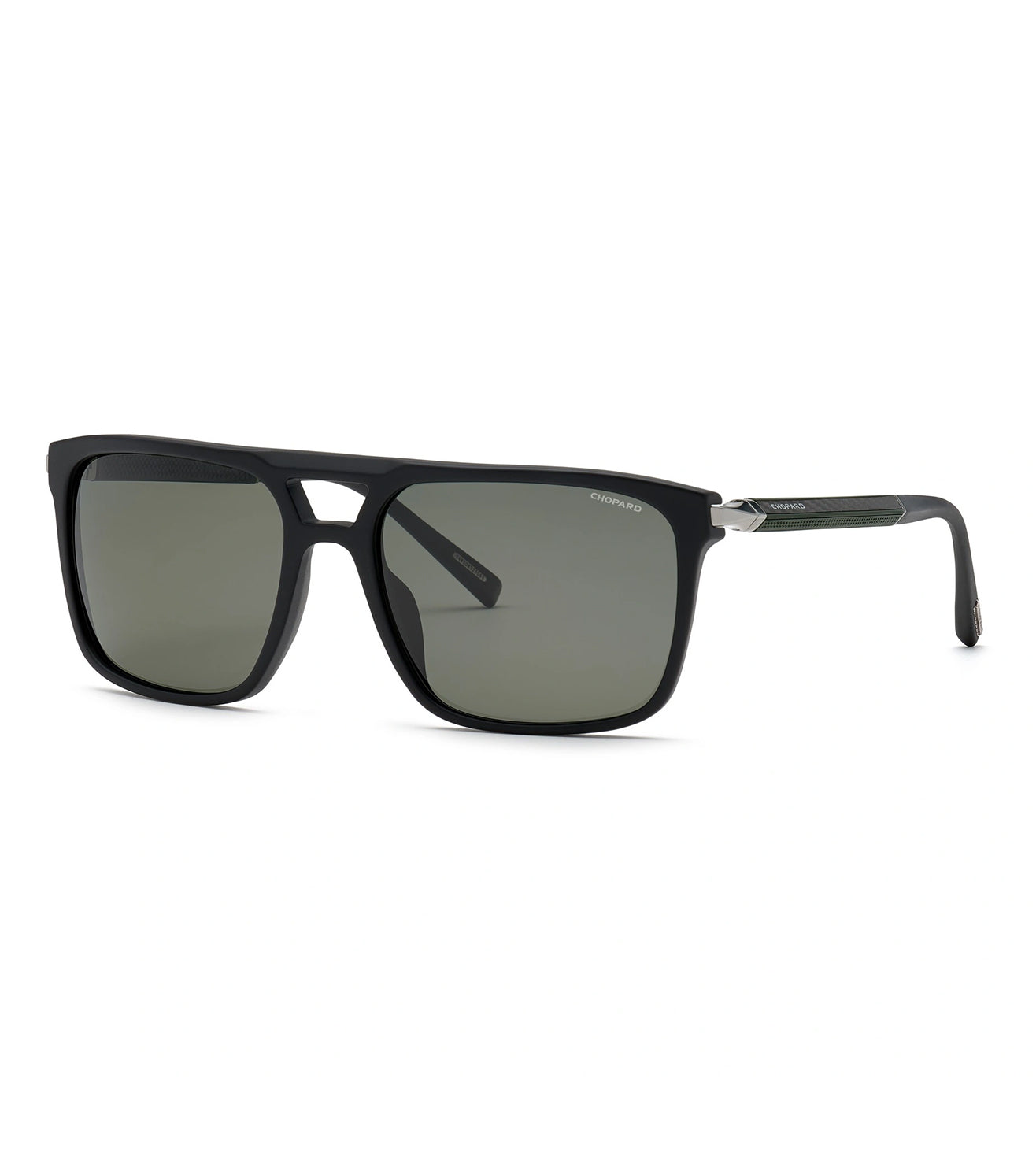 Chopard Square Style Green Polarized Lens. Chopard Sunglasses SCH218 700P Black-Gold/Green Polarized 54  main image 4