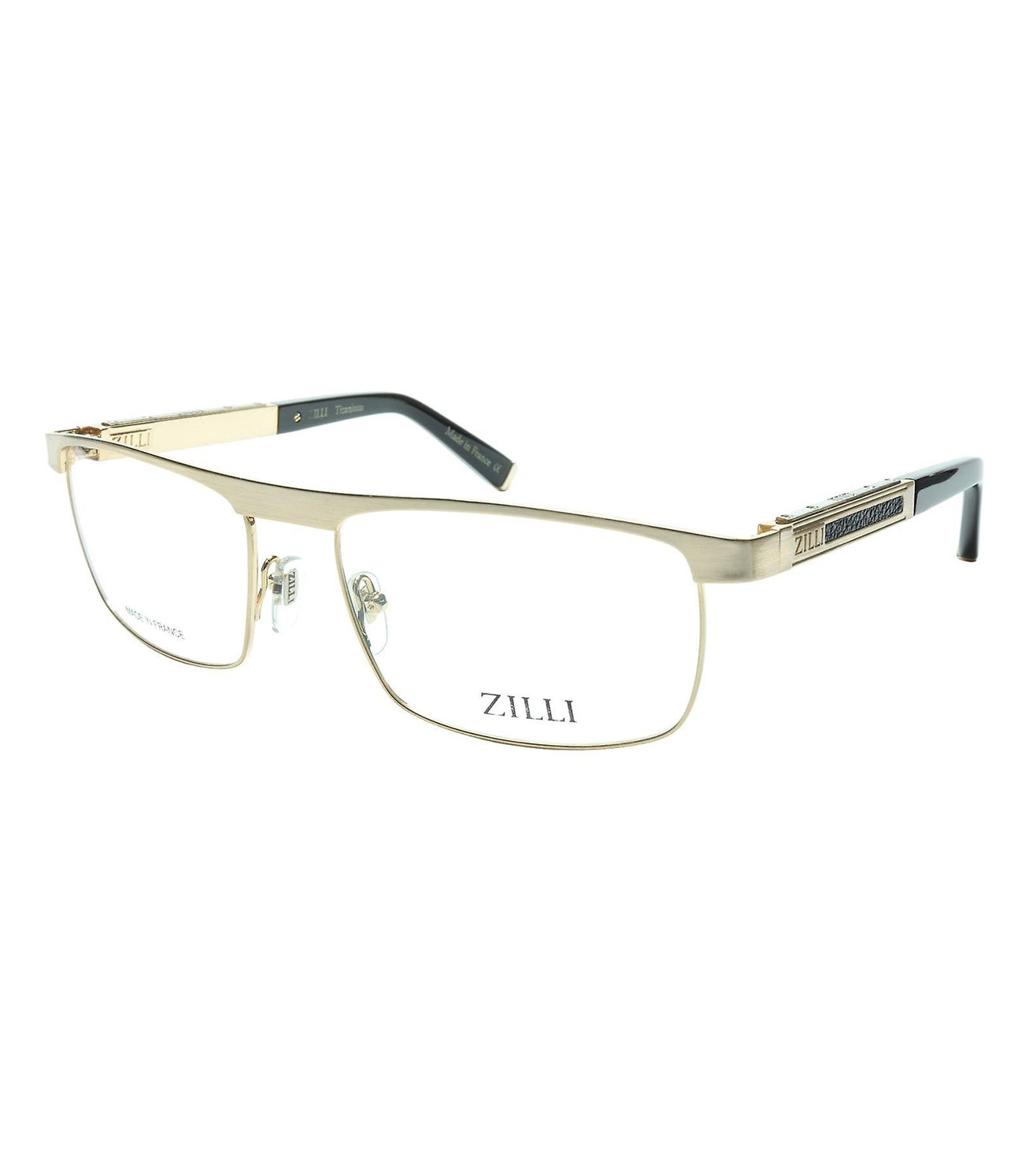 Zilli Men's Gold Rectangular Optical Frames