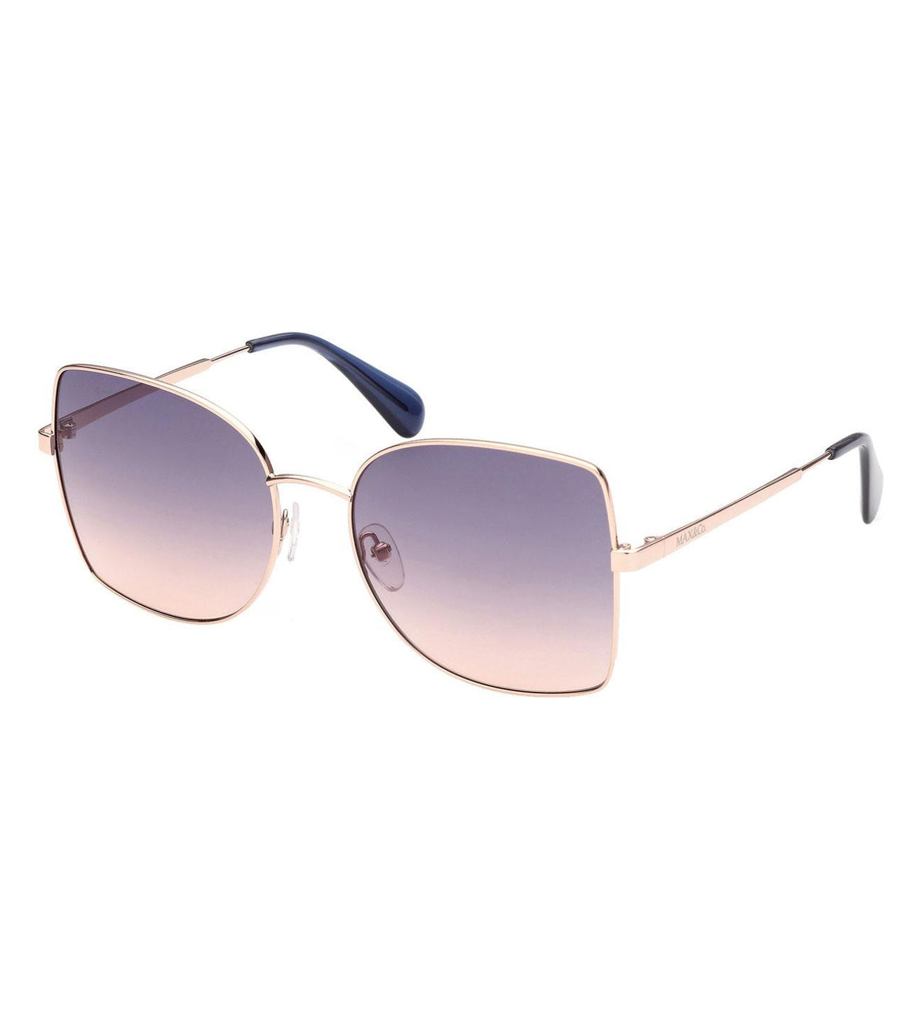 Oval Shiny Rose Gold Blue pink Gradient Max Mara Sunglasses