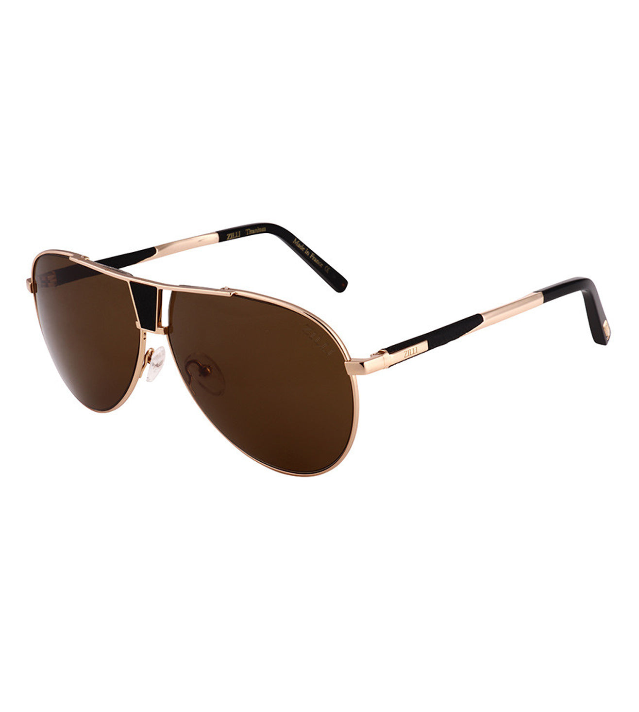 Zilli Men's Brown Aviator Sunglasses