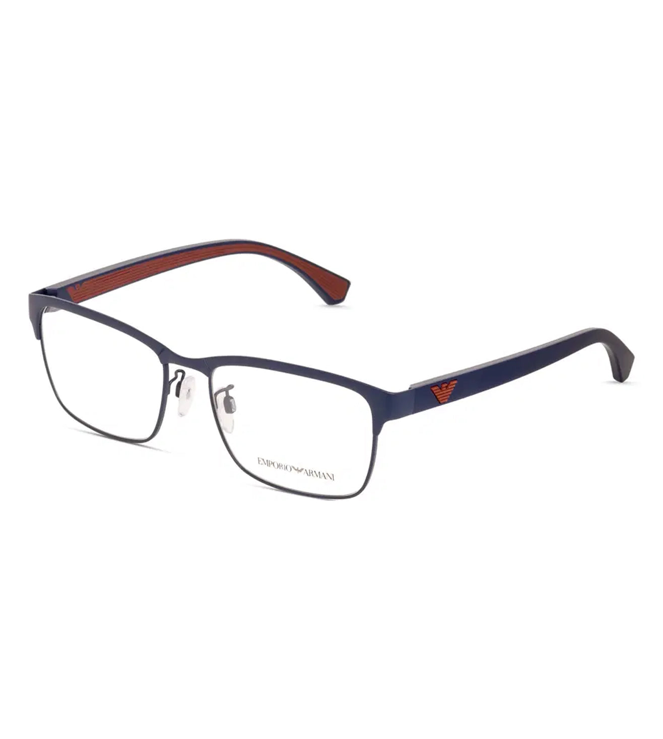 Emporio Armani Men's Matte Navy Blue Rectangular Optical Frame