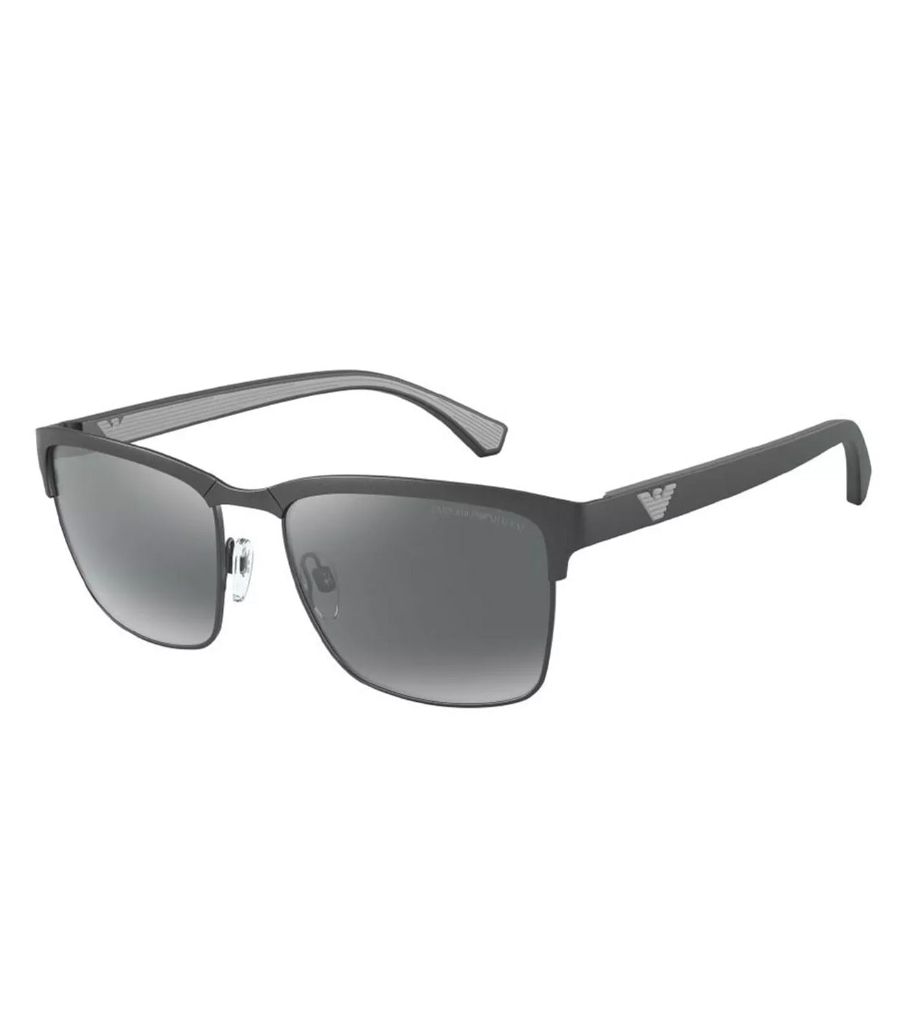 Rectangular Matte Grey And Grey Mirror Silver Sunglasses