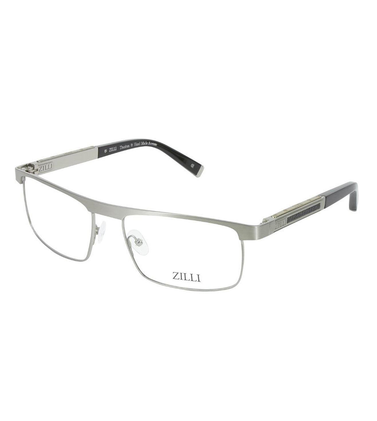 Zilli Men's Silver Rectangular Optical Frames