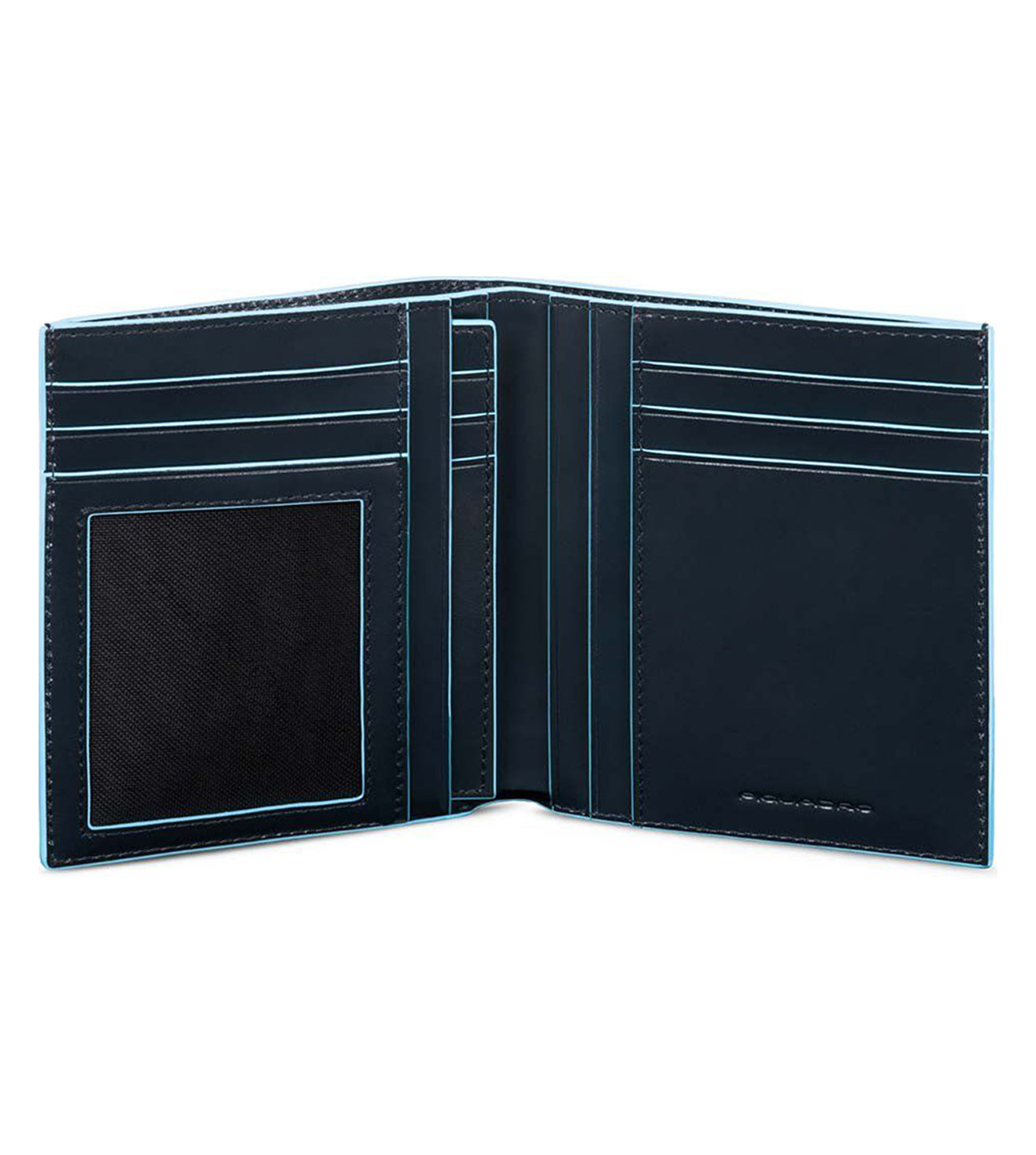 Blue Square Vertical Portafoglio Leather Wallet