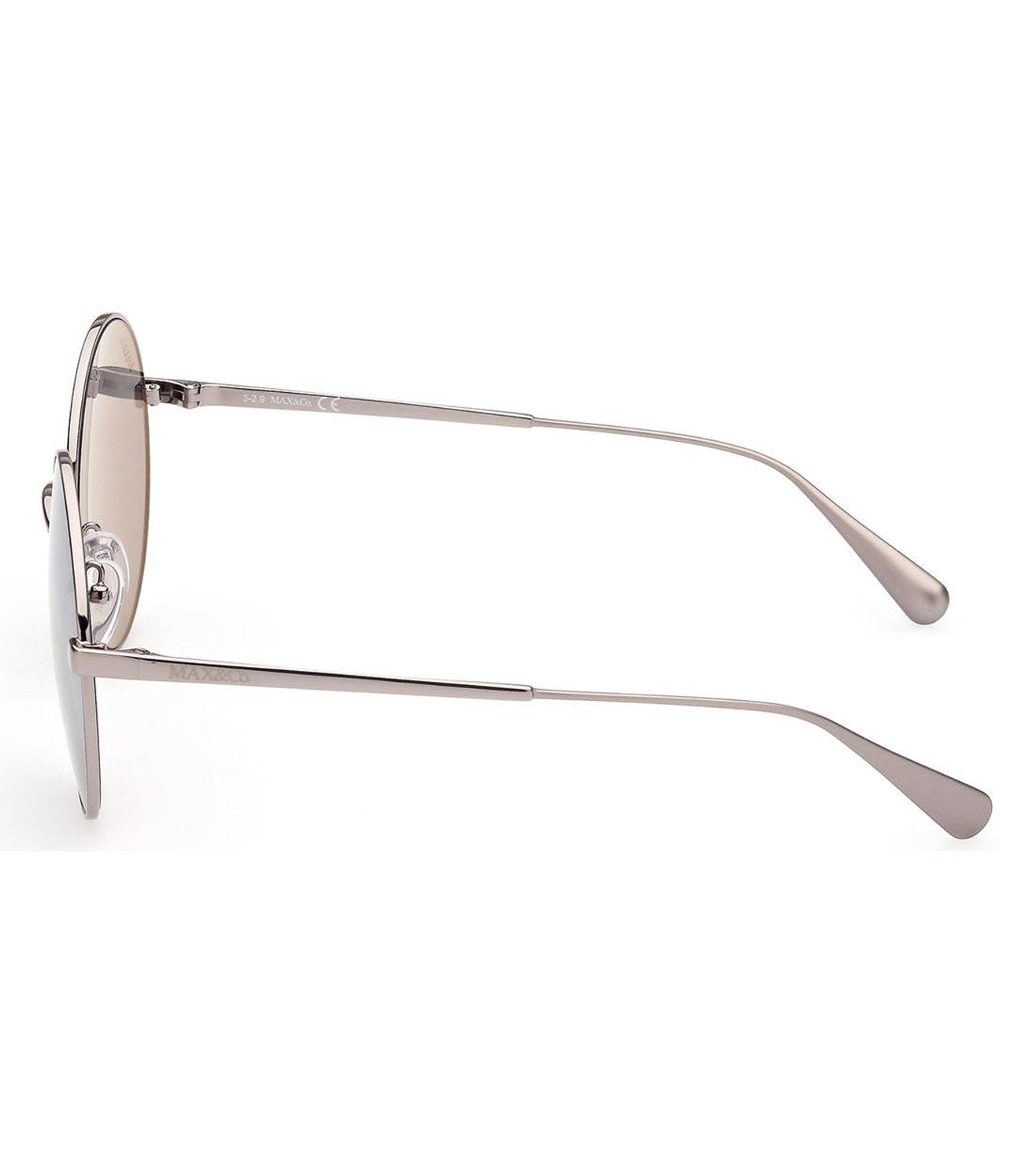 Round Shiny Matte Silver Grey Max Mara Sunglasses