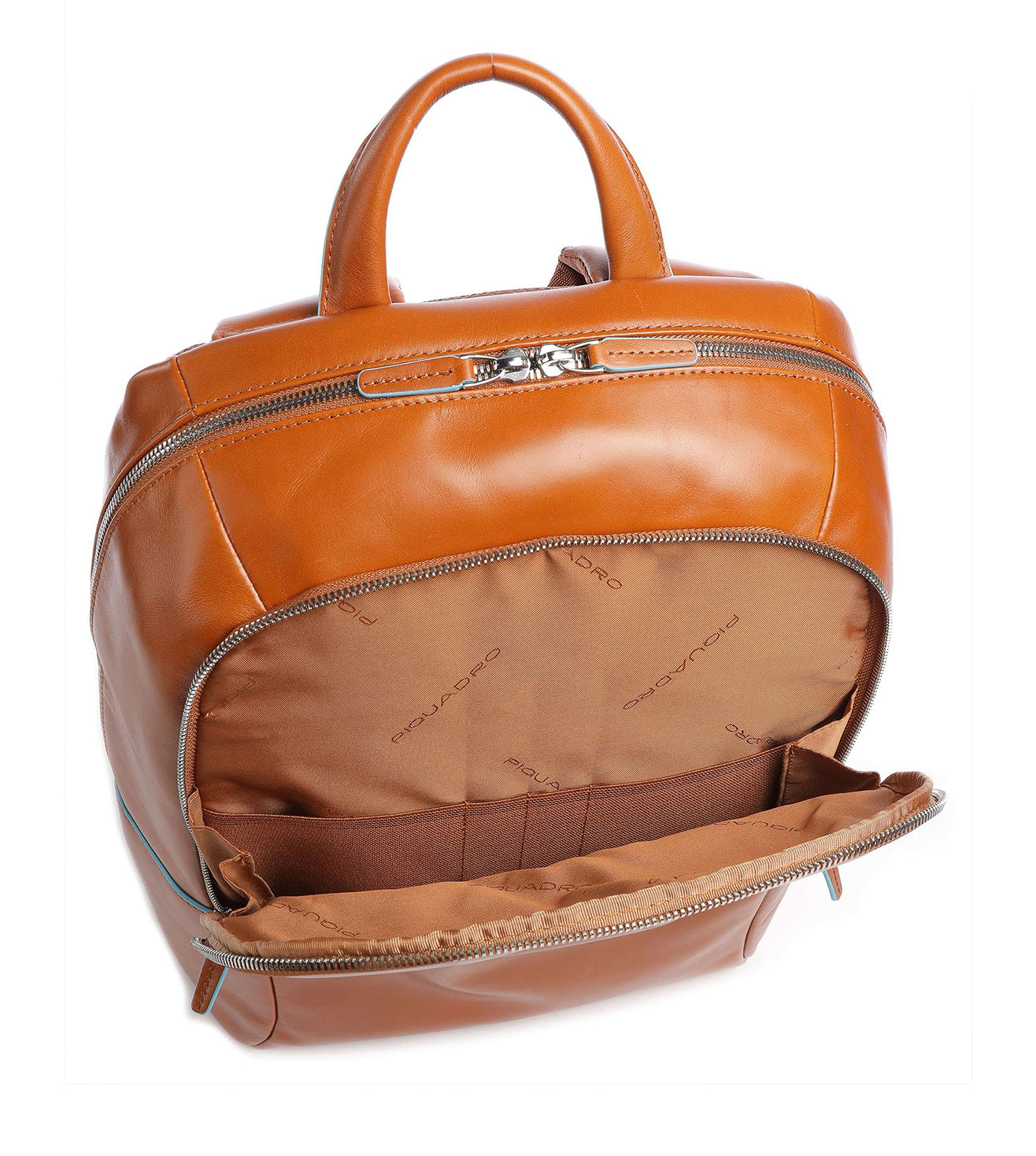 Piquadro Blue Square Unisex Tan Backpack