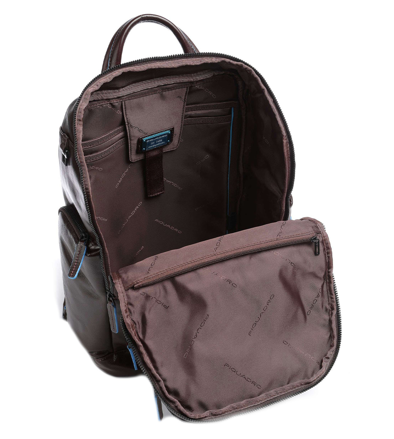 Piquadro Blue Square Unisex Mahogany Backpack
